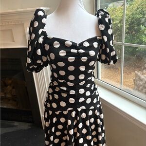 Autumn Adeigbo Black and White Polka Dot Long Sleeve Dress